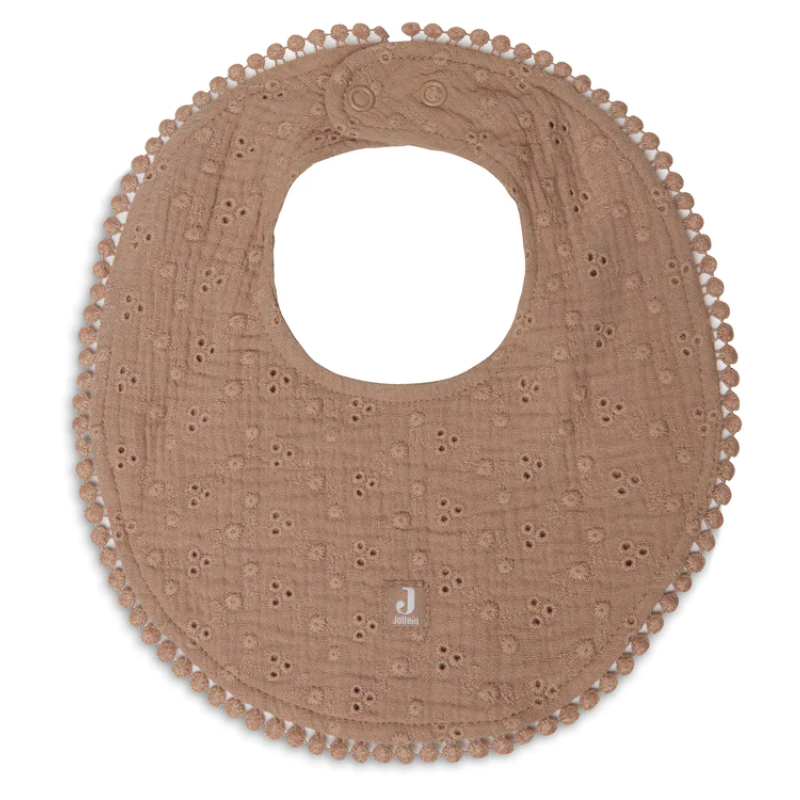 Round lace bib - biscuit