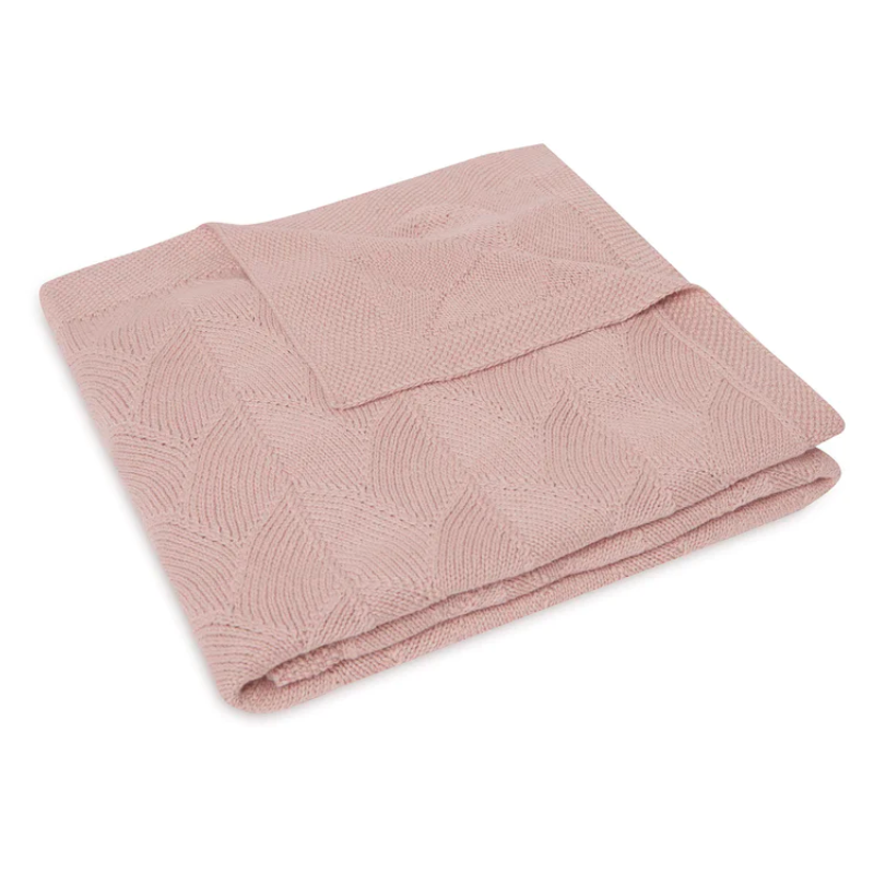 Kinderbettdecke 75x100 cm Muschelstrick – rosa