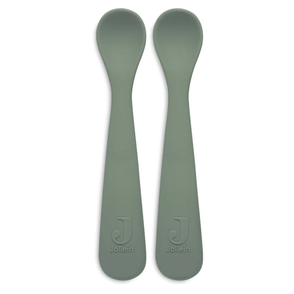 Lot de 2 cuillères souples en silicone - vert cendré
