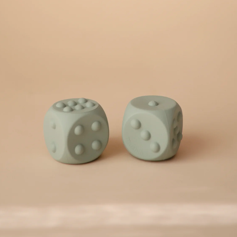 Set of 2 squeeze dice - ash green &amp; cream