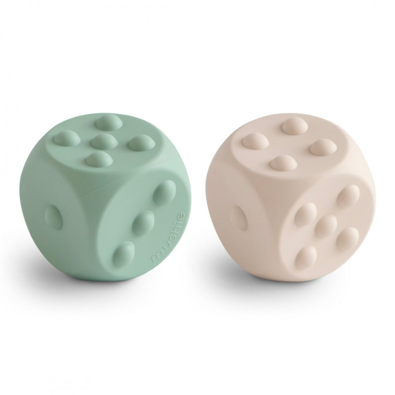 Set of 2 squeeze dice - ash green &amp; cream
