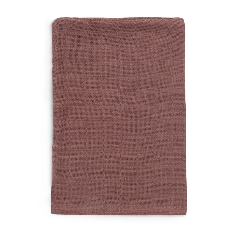 Set of 3 cotton gauze washcloths - chestnut
