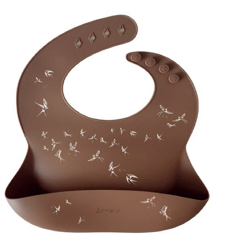 Silicone bib - Swallows - hazelnut