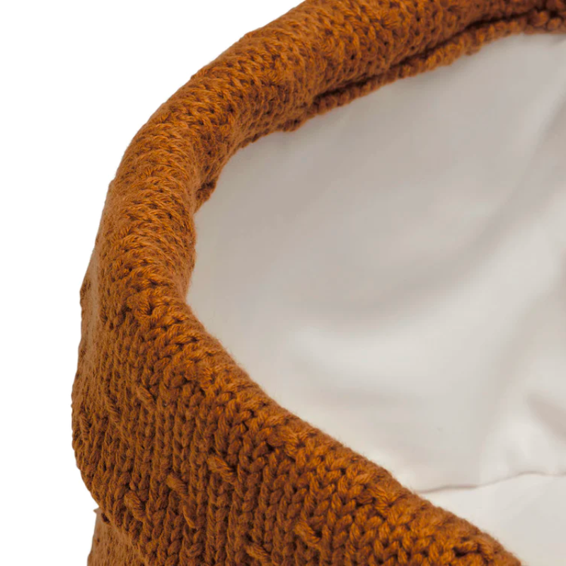 Dotted mesh storage basket - caramel