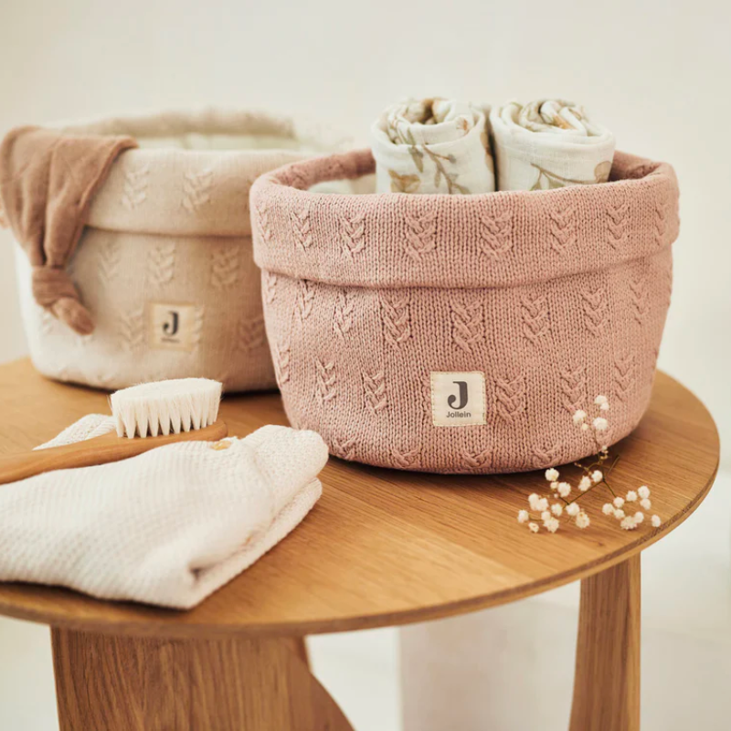 Grain knit storage basket - oat flake