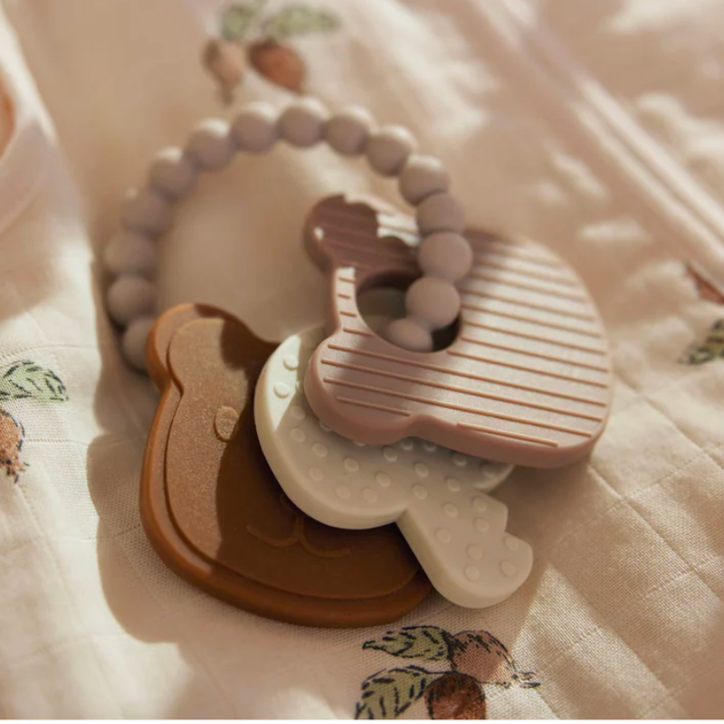 Teething ring trio - teddy bear