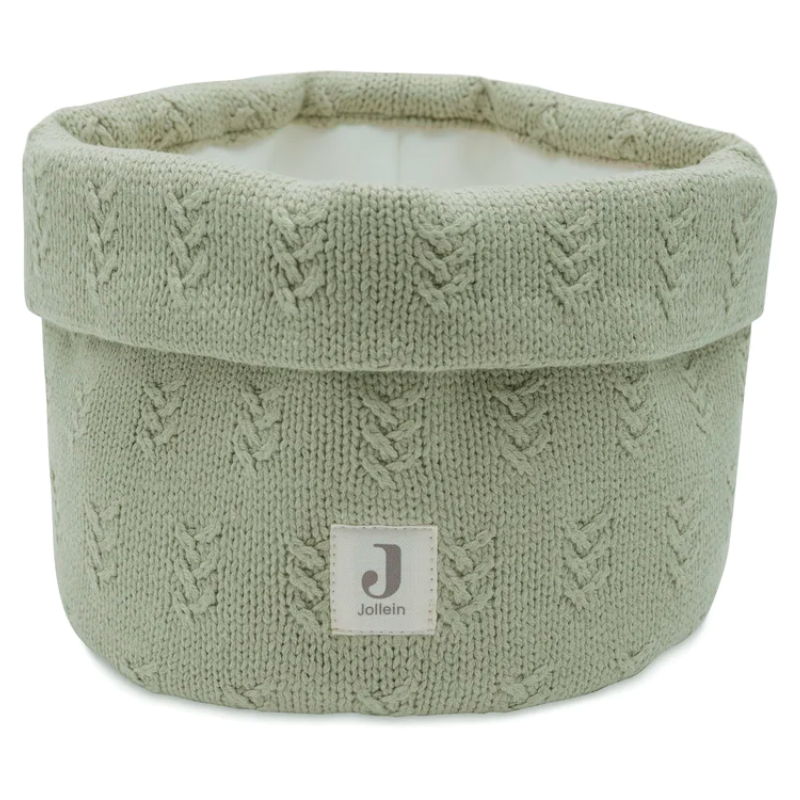 Grain knit storage basket - olive green