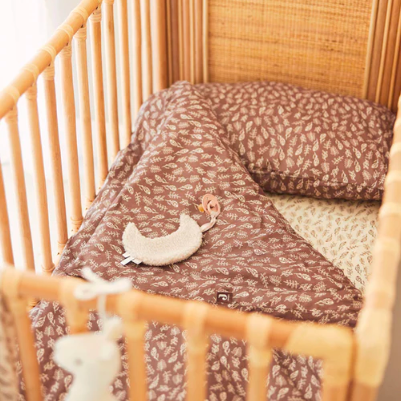 Drap-housse pour lit bébé 60x120 cm - motif feuilles de