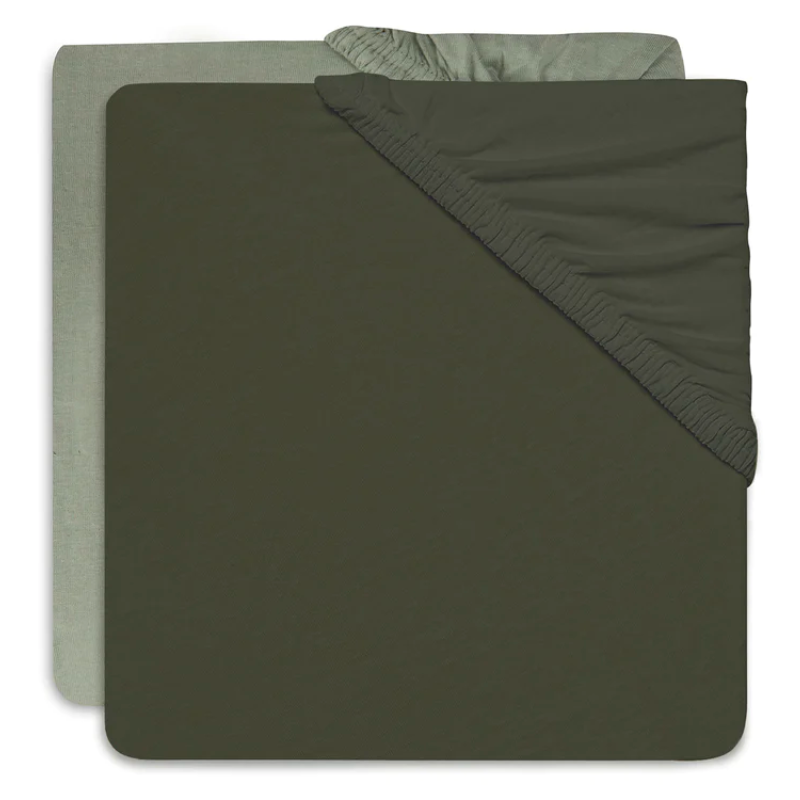 Fitted baby bed sheet 60x120cm olive - 2 pieces