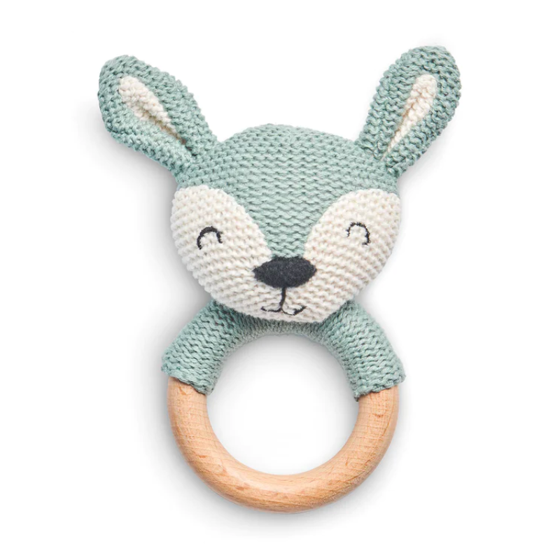 Deer teething ring - ash green